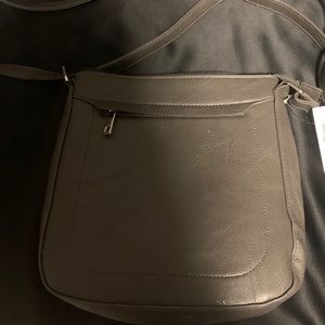 Grey Purse Bag with flowers on inside